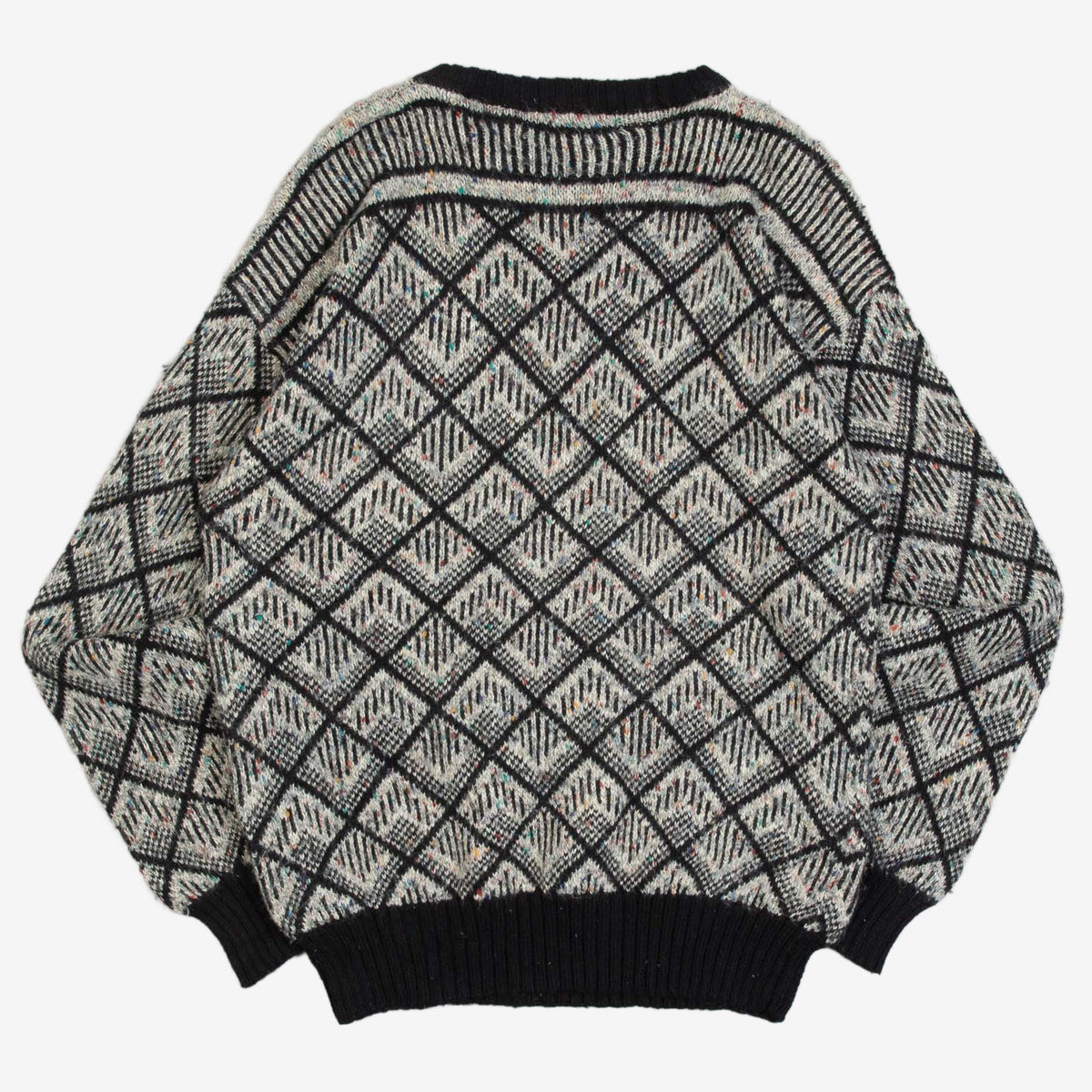 MEN'S VINTAGE 1980S PATTERNED KNITTED JUMPER - MEDIUM