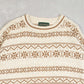 MEN'S VINTAGE 1990S PATTERNED STRIPED KNITTED JUMPER - LARGE
