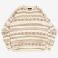 MEN'S VINTAGE 1990S PATTERNED STRIPED KNITTED JUMPER - LARGE
