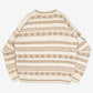 MEN'S VINTAGE 1990S PATTERNED STRIPED KNITTED JUMPER - LARGE
