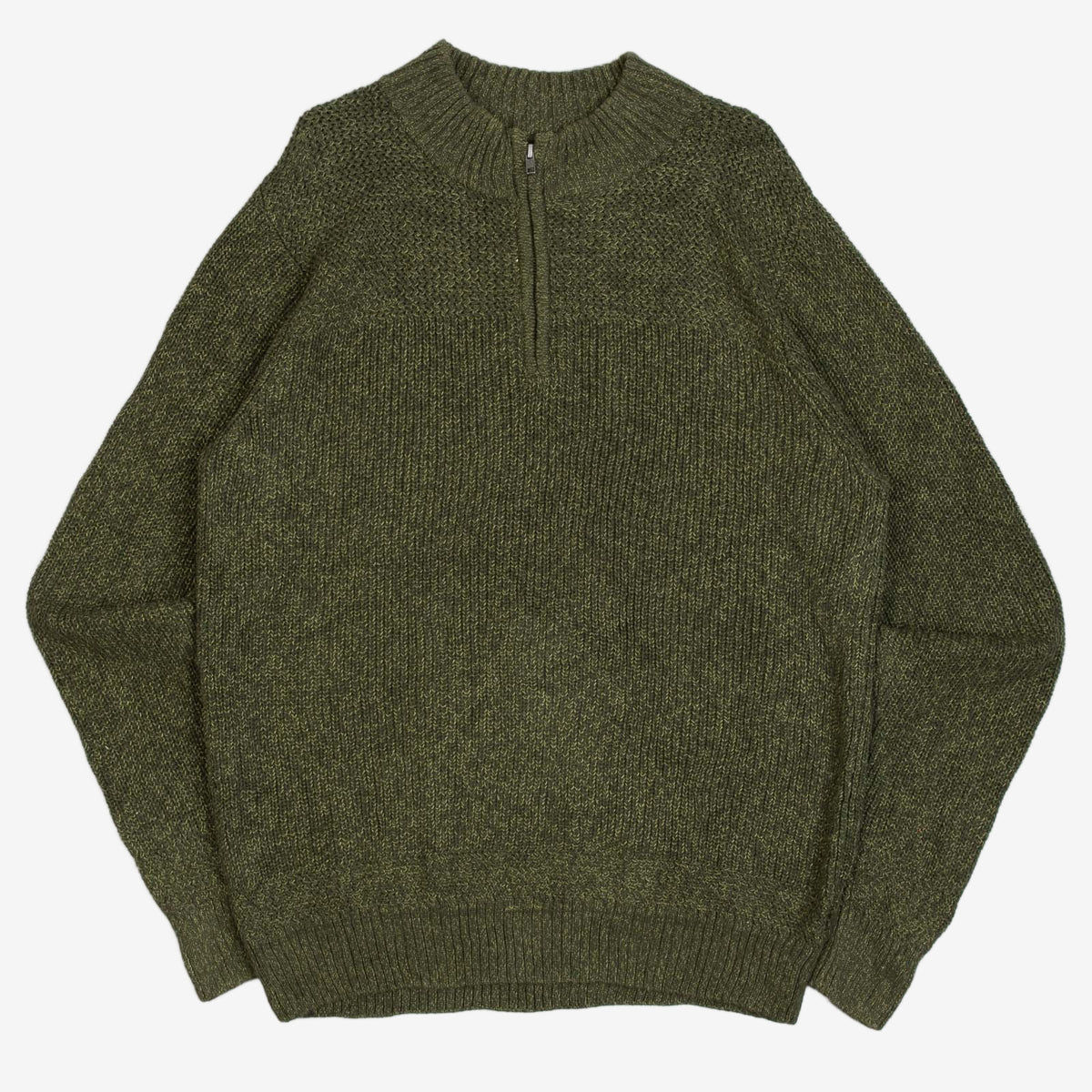MEN'S VINTAGE 1990S QUARTER ZIP KNITTED JUMPER - LARGE