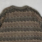 MEN'S VINTAGE 1990S PATTERNED STRIPED KNITTED JUMPER - MEDIUM