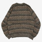 MEN'S VINTAGE 1990S PATTERNED STRIPED KNITTED JUMPER - MEDIUM