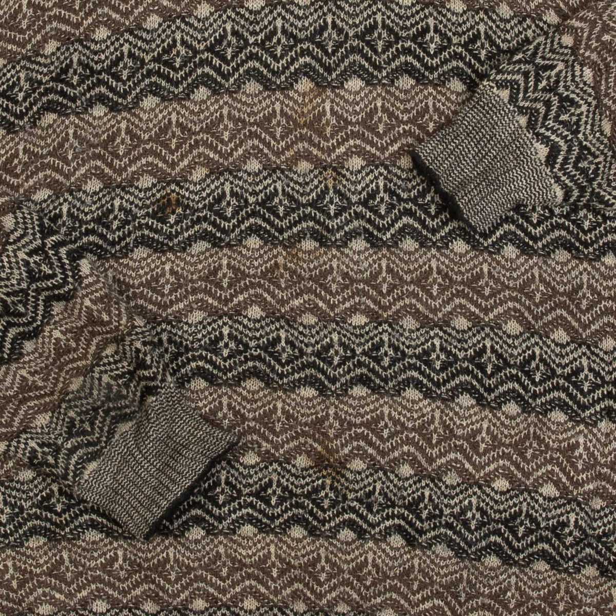 MEN'S VINTAGE 1990S PATTERNED STRIPED KNITTED JUMPER - MEDIUM