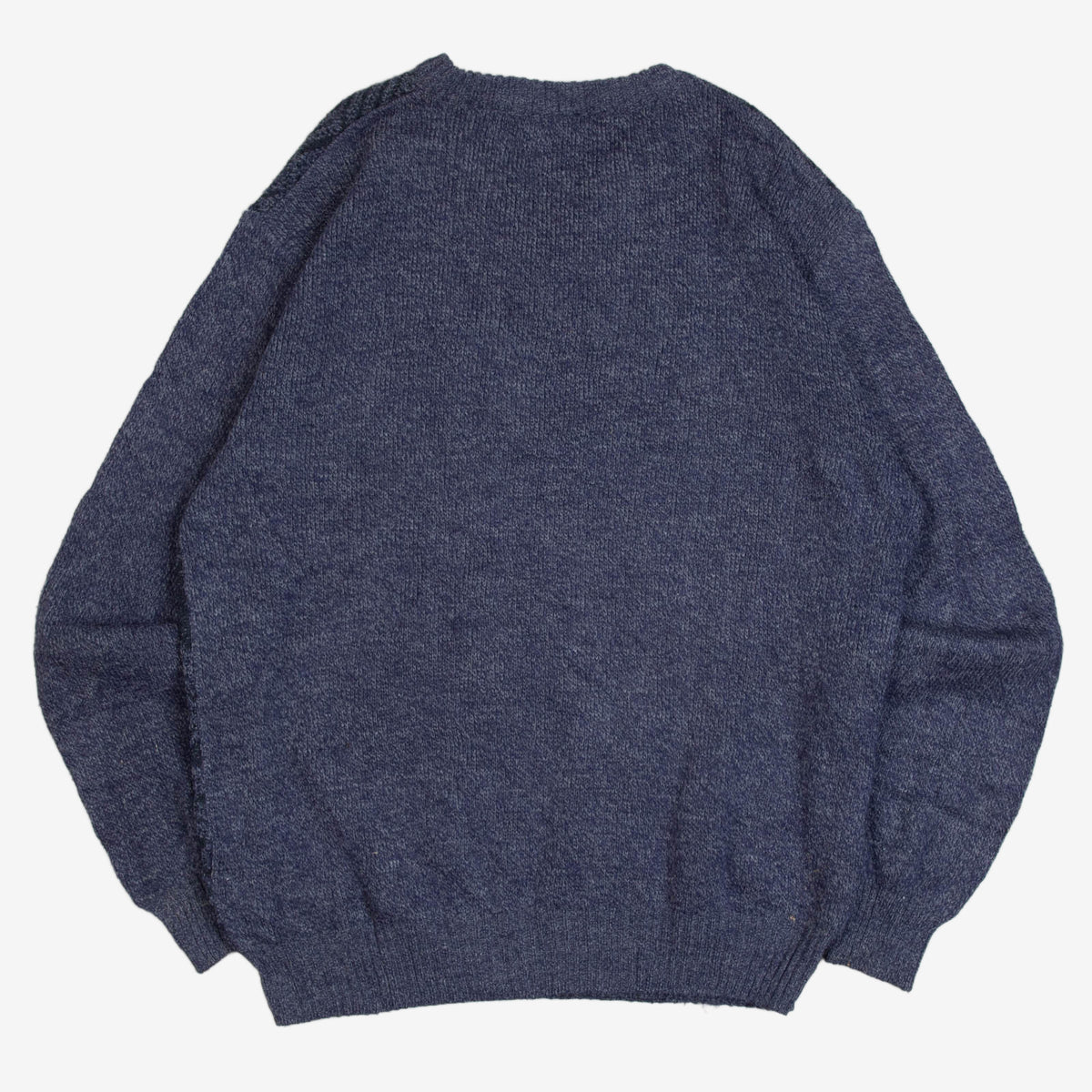 MEN'S VINTAGE 1980S PATTERNED V-NEXK KNITTED JUMPER - X-LARGE