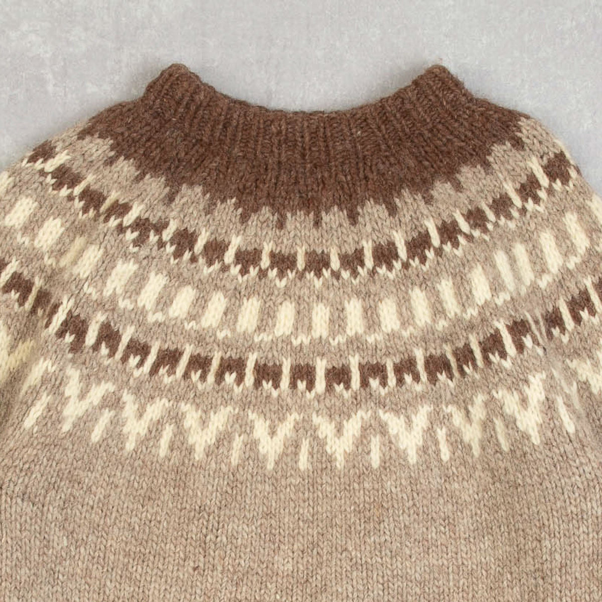 MEN'S VINTAGE 1970S WOOL YOKE PATTERNED KNITTED JUMPER - LARGE