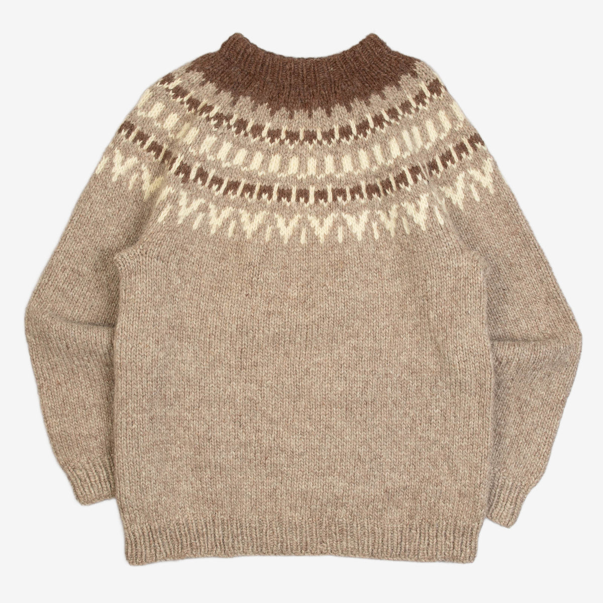 MEN'S VINTAGE 1970S WOOL YOKE PATTERNED KNITTED JUMPER - LARGE