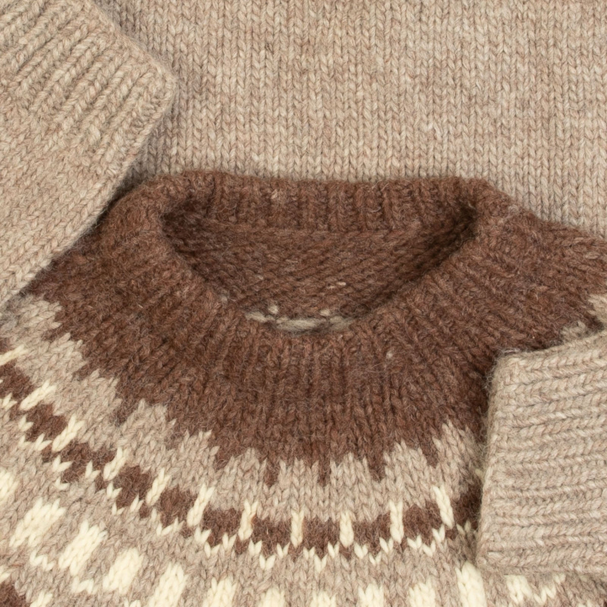 MEN'S VINTAGE 1970S WOOL YOKE PATTERNED KNITTED JUMPER - LARGE