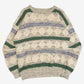 MEN'S VINTAGE 1990S PATTERNED KNITTED JUMPER - X-LARGE