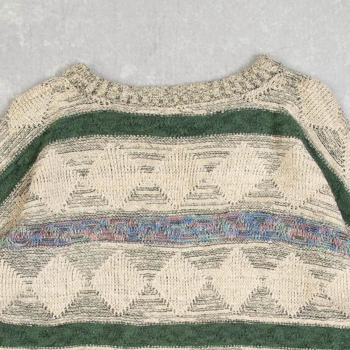 MEN'S VINTAGE 1990S PATTERNED KNITTED JUMPER - X-LARGE