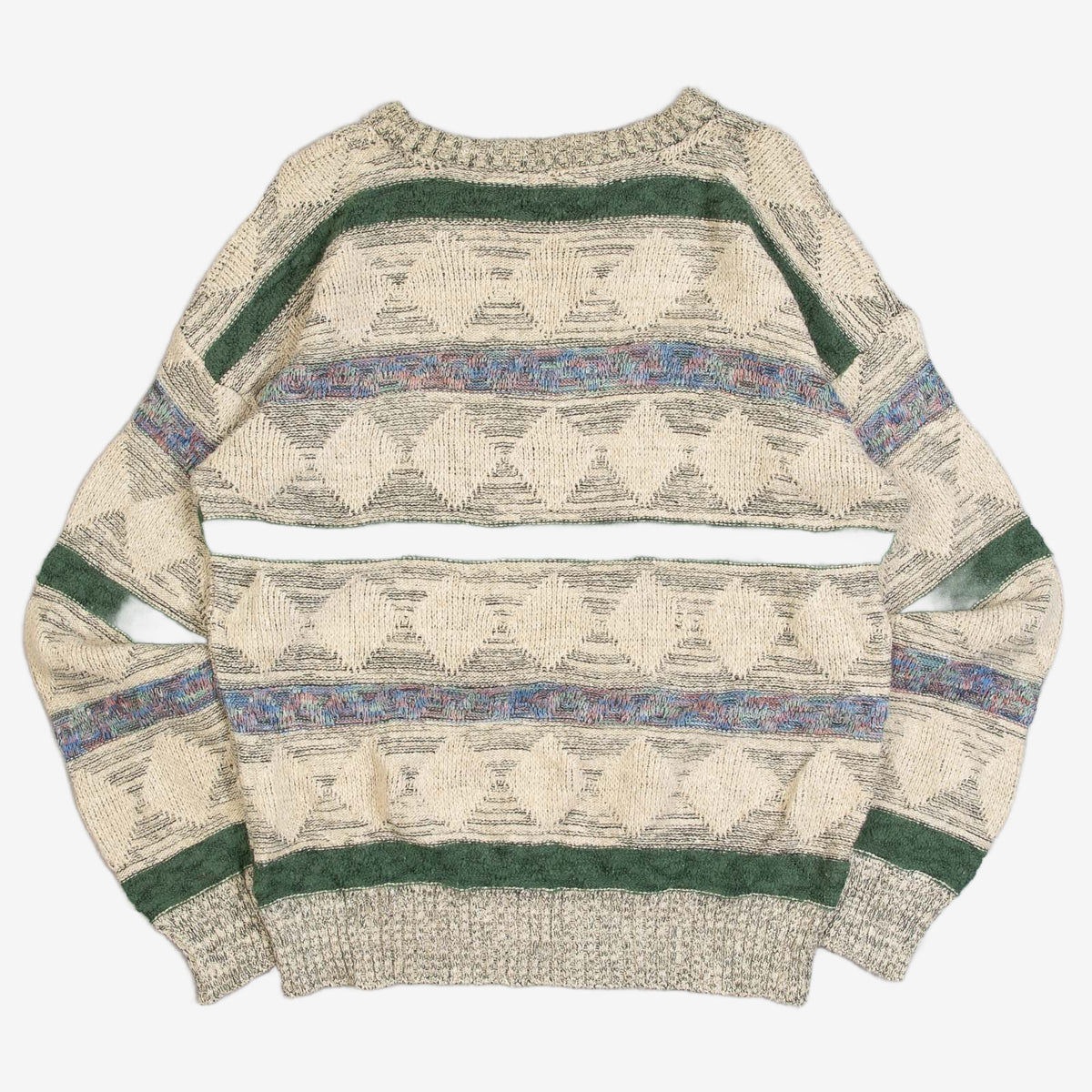 MEN'S VINTAGE 1990S PATTERNED KNITTED JUMPER - X-LARGE