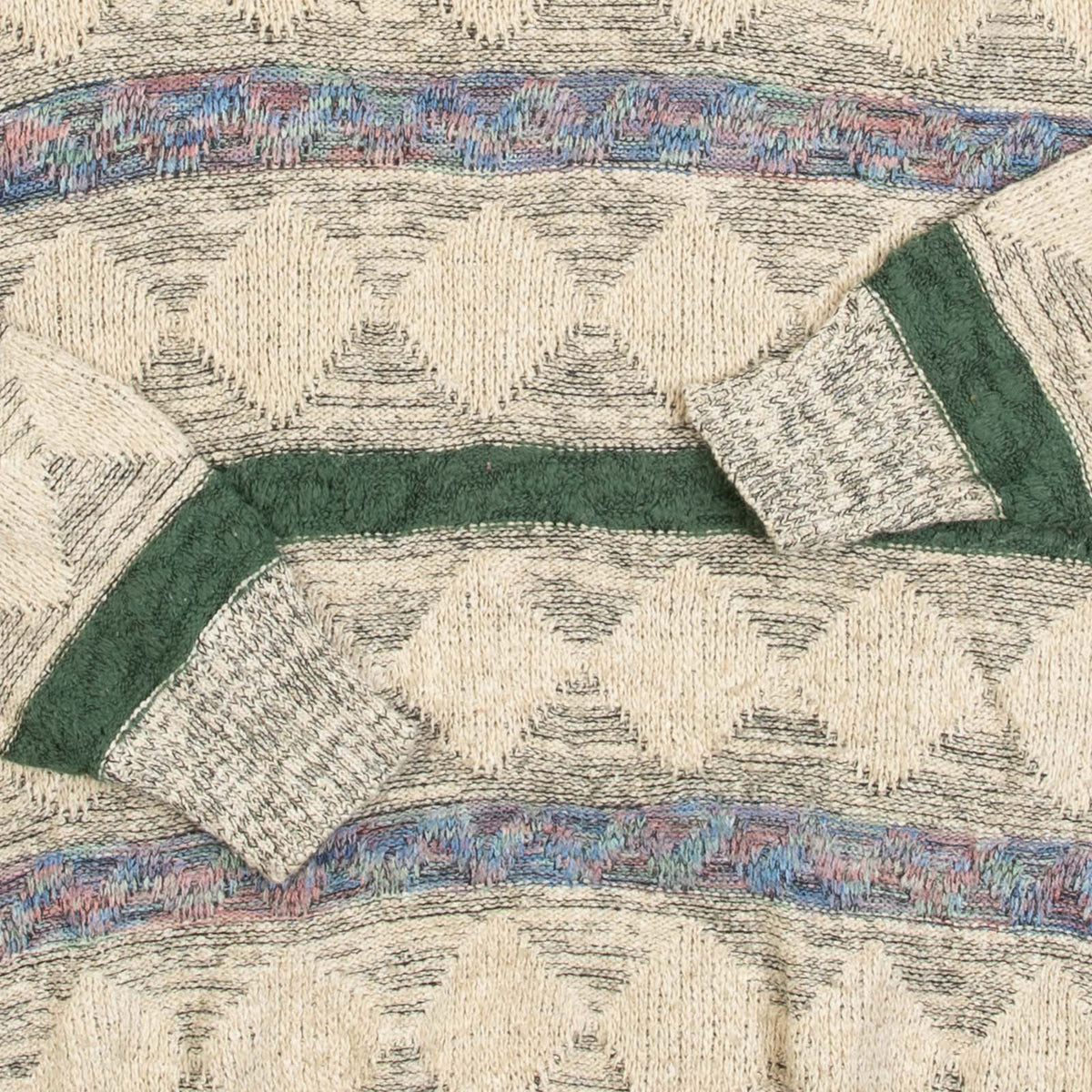 MEN'S VINTAGE 1990S PATTERNED KNITTED JUMPER - X-LARGE