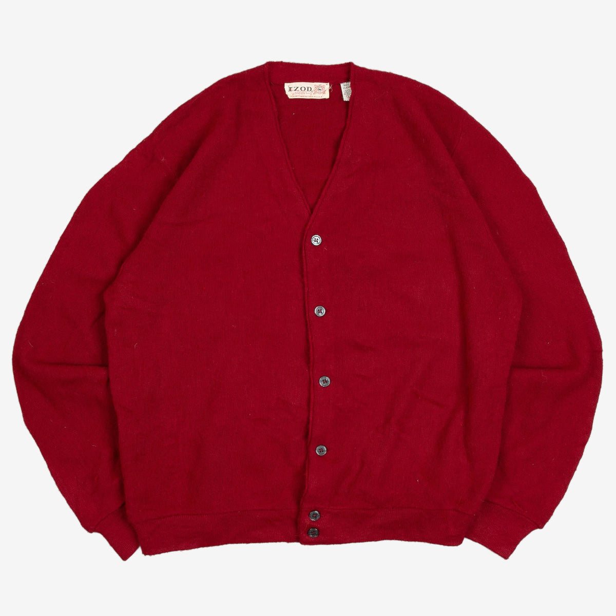 MEN'S VINTAGE 1980S IZOD KNITTED CARDIGAN - LARGE