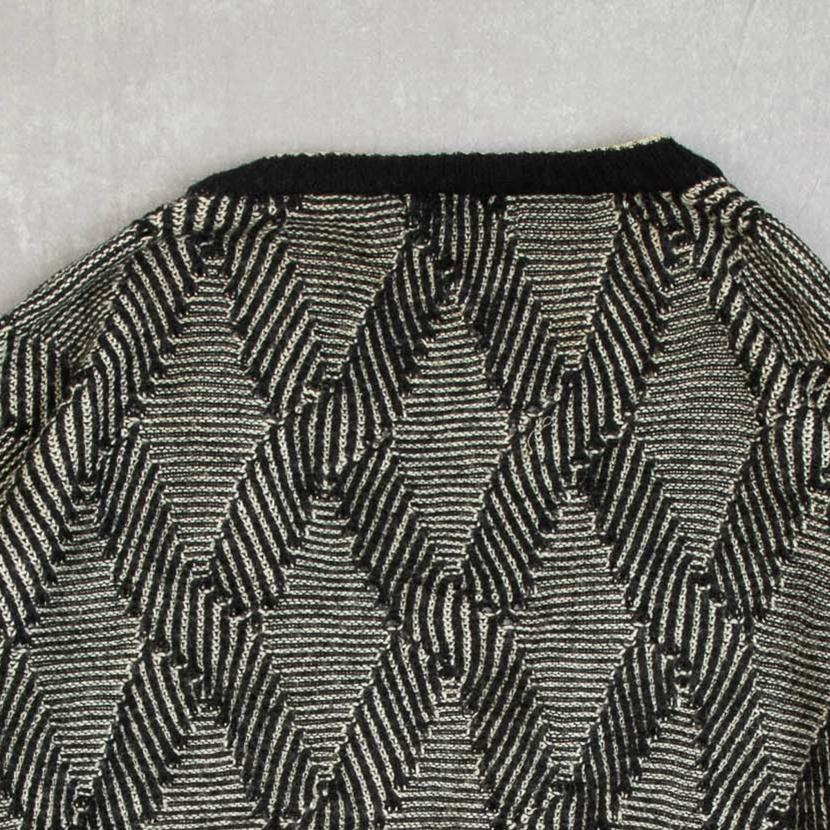 MEN'S VINTAGE 1990S STRUCTURED PATTERNED KNITTED CARDIGAN - X-LARGE