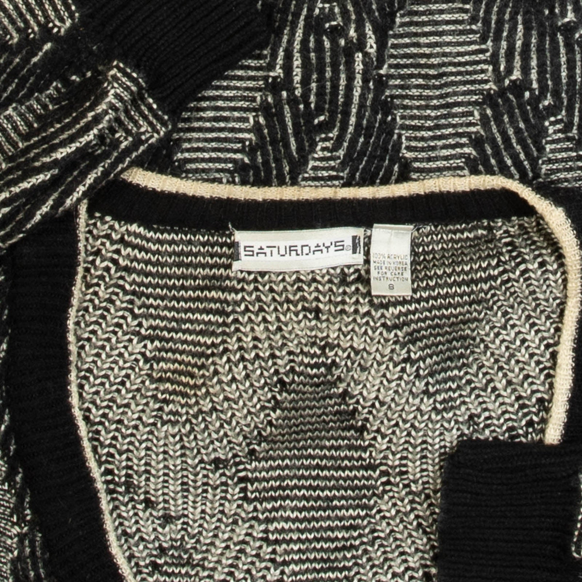 MEN'S VINTAGE 1990S STRUCTURED PATTERNED KNITTED CARDIGAN - X-LARGE