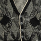 MEN'S VINTAGE 1990S STRUCTURED PATTERNED KNITTED CARDIGAN - X-LARGE