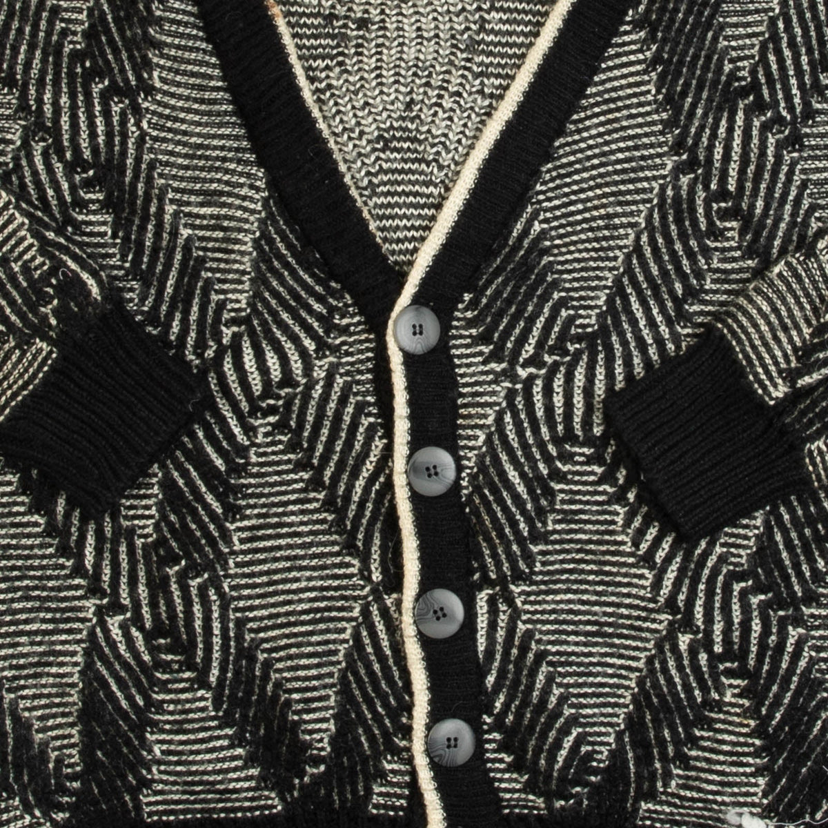 MEN'S VINTAGE 1990S STRUCTURED PATTERNED KNITTED CARDIGAN - X-LARGE