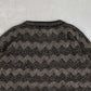 MEN'S VINTAGE 1990S STRUCTURED CHEVRON KNITTED JUMPER - X-SMALL