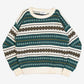 MEN'S VINTAGE 1980S PATTERNED STRIPED KNITTED JUMPER - MEDIUM