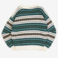 MEN'S VINTAGE 1980S PATTERNED STRIPED KNITTED JUMPER - MEDIUM