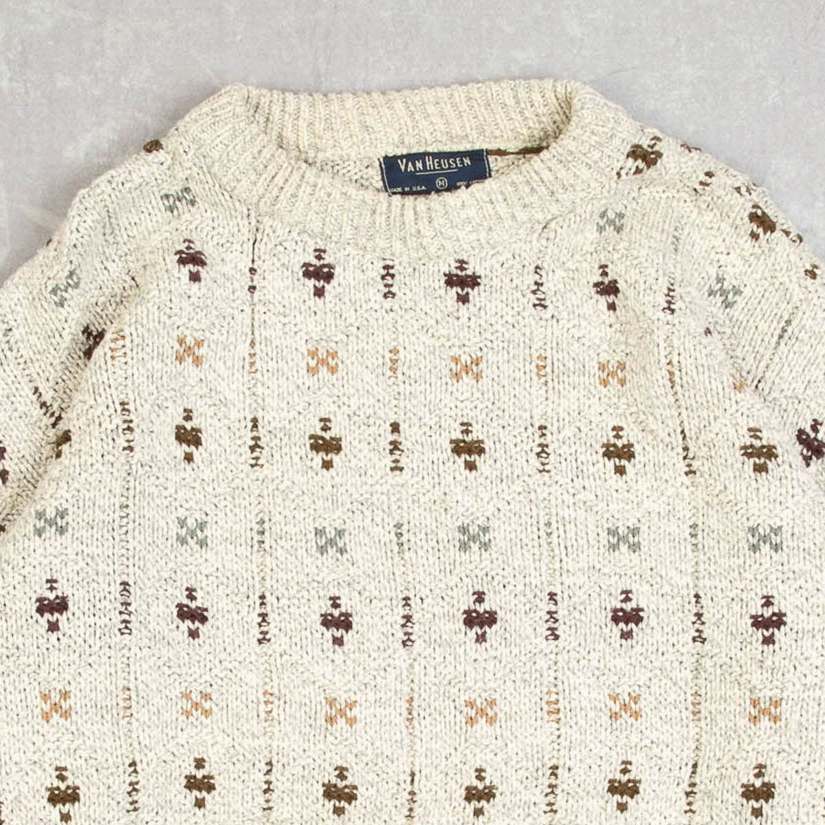 MEN'S VINTAGE 1980S STRUCTURED PATTERNED KNITTED JUMPER - MEDIUM