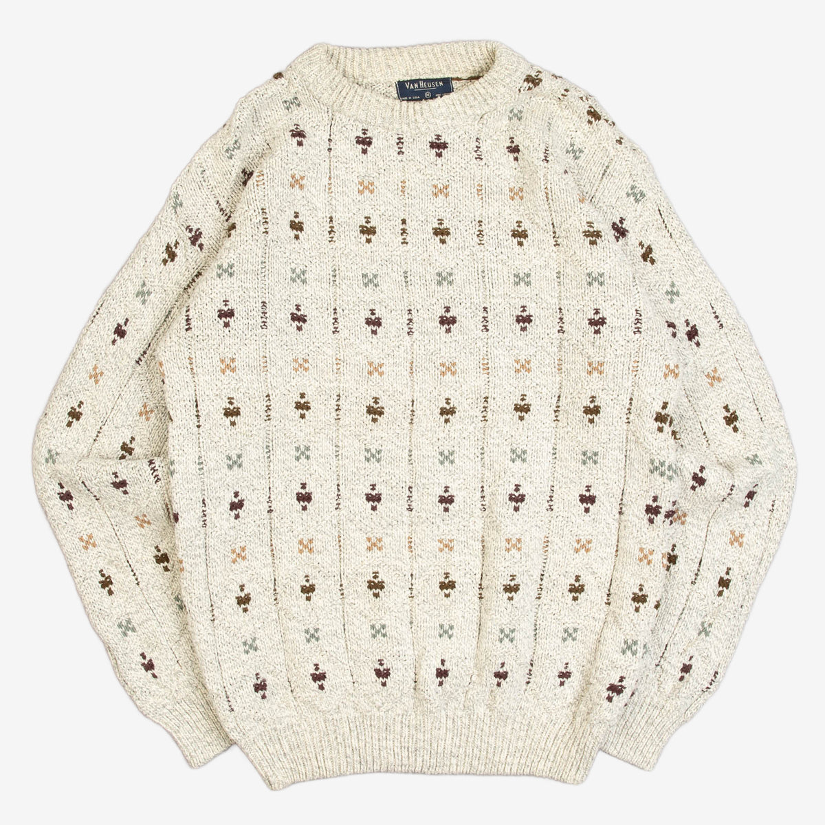 MEN'S VINTAGE 1980S STRUCTURED PATTERNED KNITTED JUMPER - MEDIUM