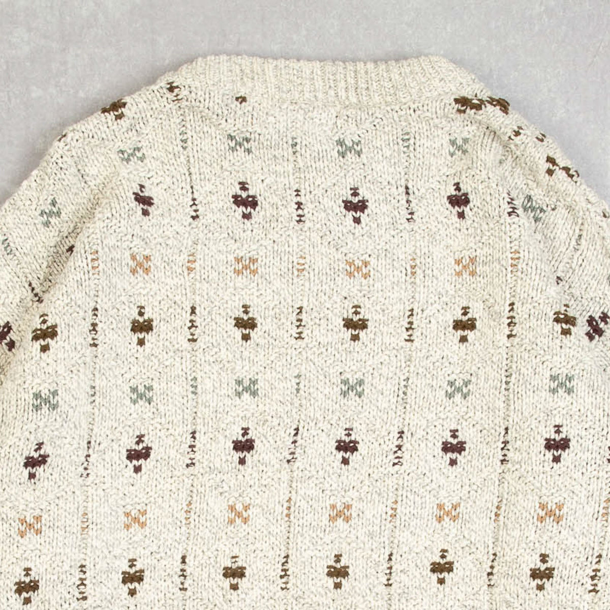 MEN'S VINTAGE 1980S STRUCTURED PATTERNED KNITTED JUMPER - MEDIUM