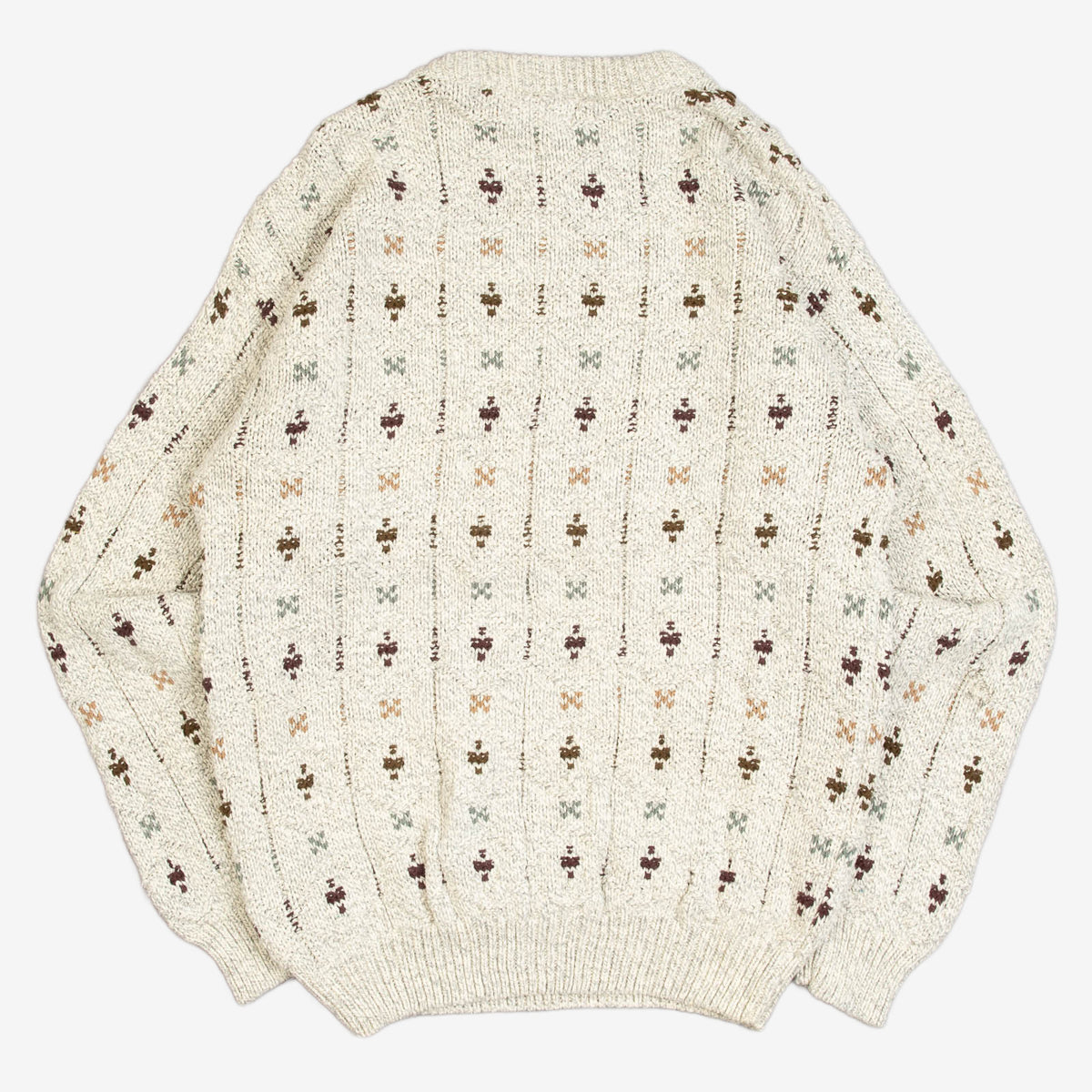 MEN'S VINTAGE 1980S STRUCTURED PATTERNED KNITTED JUMPER - MEDIUM