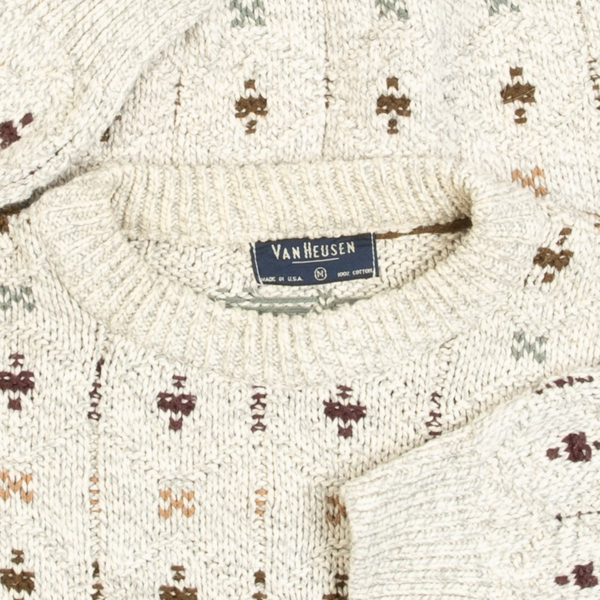 MEN'S VINTAGE 1980S STRUCTURED PATTERNED KNITTED JUMPER - MEDIUM
