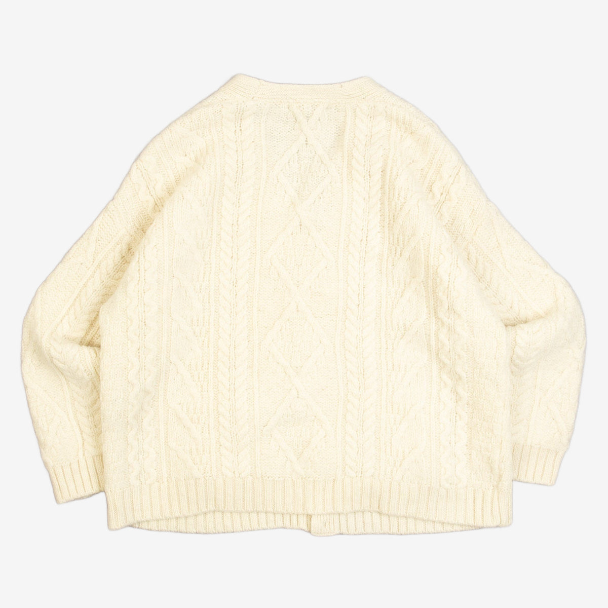 MEN'S VINTAGE 1990S STRUCTURED ARAN KNITTED CARDIGAN - MEDIUM
