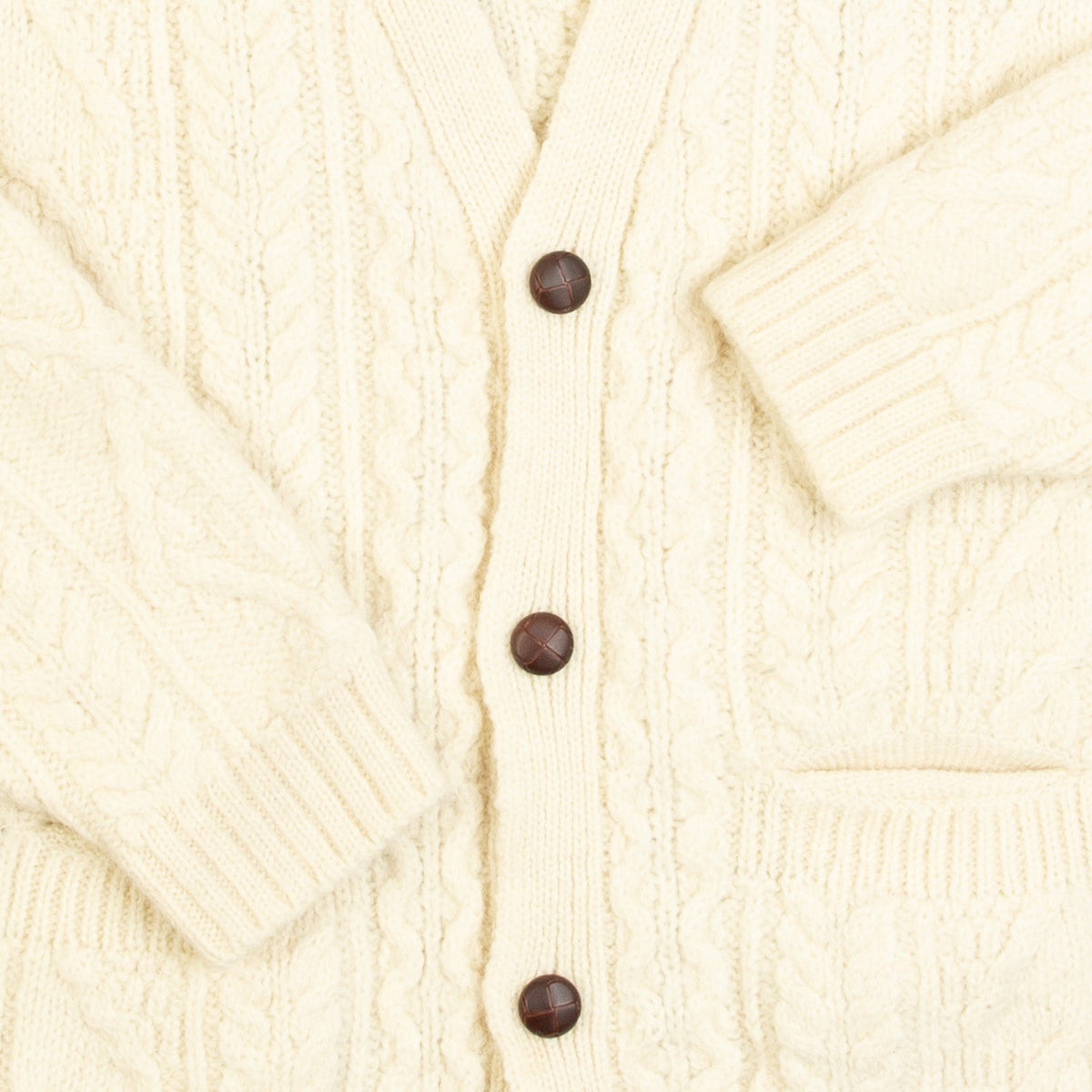 MEN'S VINTAGE 1990S STRUCTURED ARAN KNITTED CARDIGAN - MEDIUM
