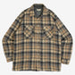 MEN'S VINTAGE 1990S CHECKED WOOL FLANNEL SHIRT JACKET - LARGE