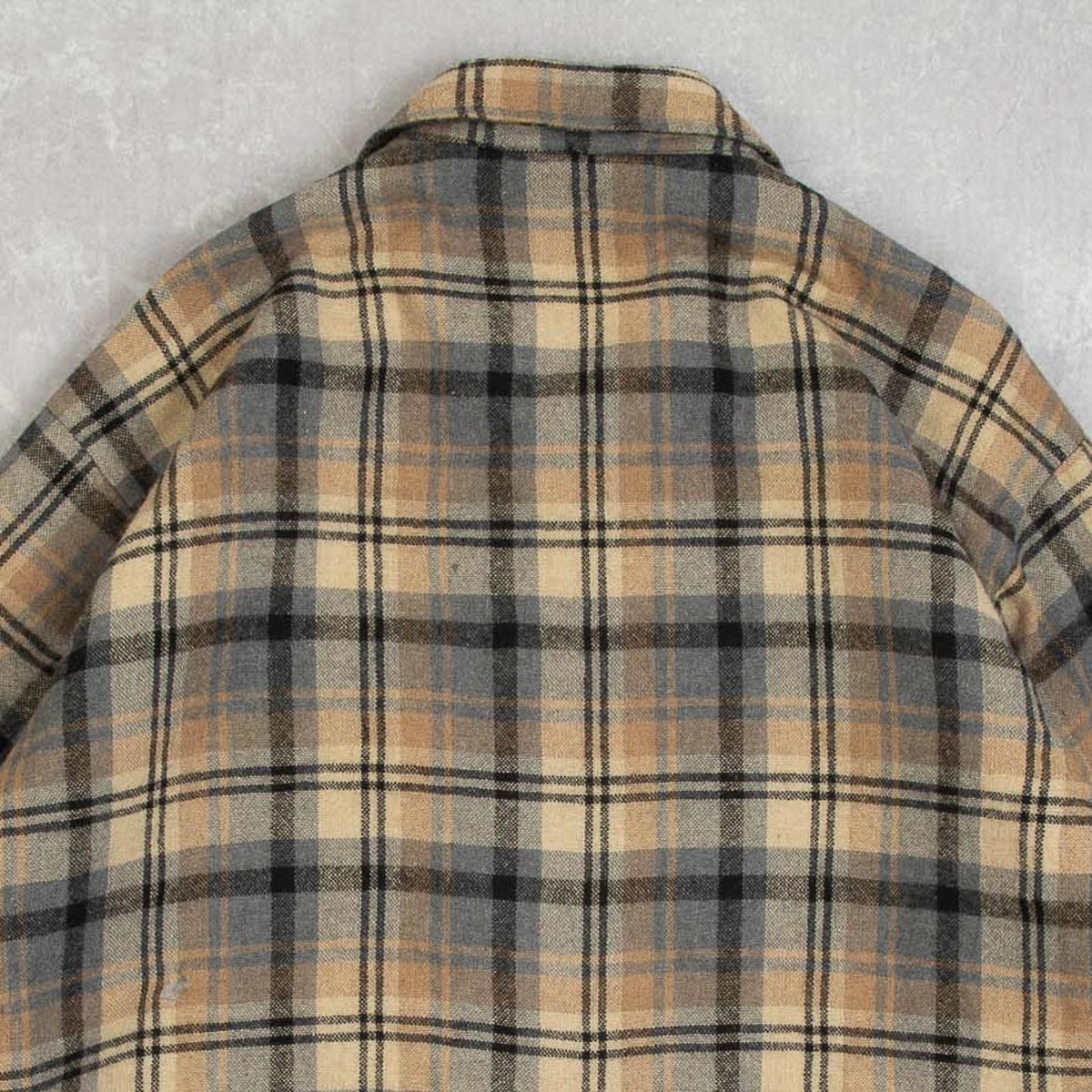MEN'S VINTAGE 1990S CHECKED WOOL FLANNEL SHIRT JACKET - LARGE