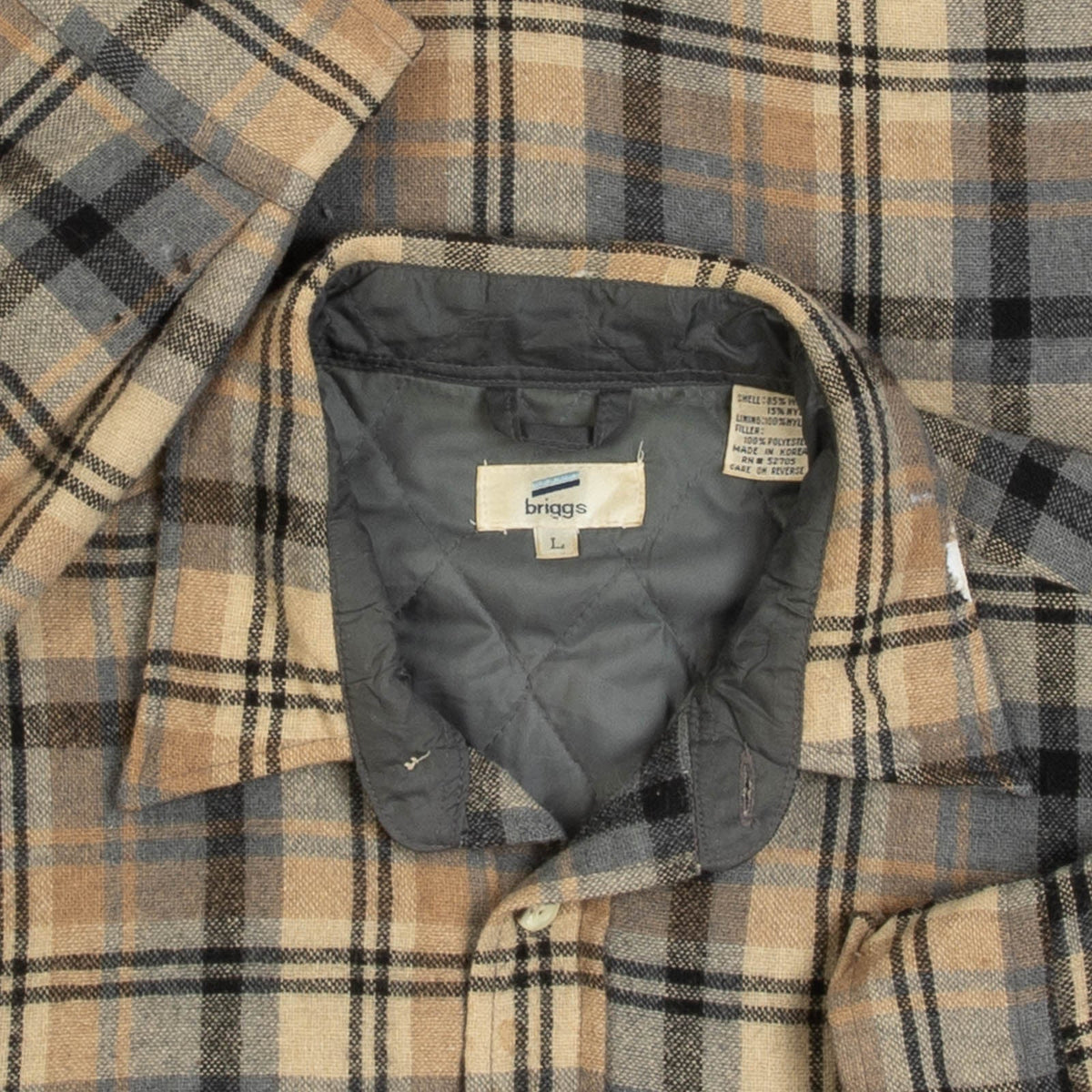 MEN'S VINTAGE 1990S CHECKED WOOL FLANNEL SHIRT JACKET - LARGE