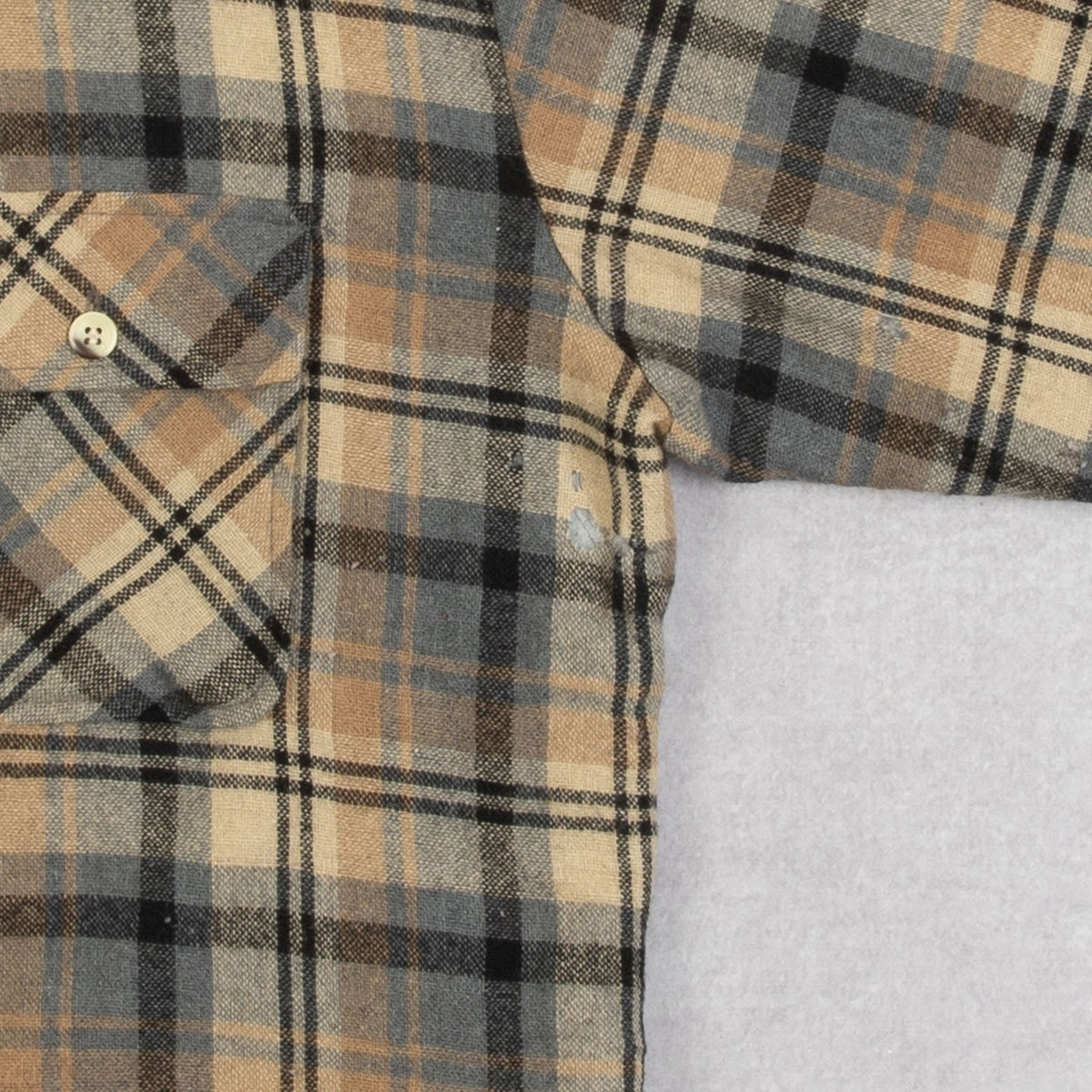 MEN'S VINTAGE 1990S CHECKED WOOL FLANNEL SHIRT JACKET - LARGE