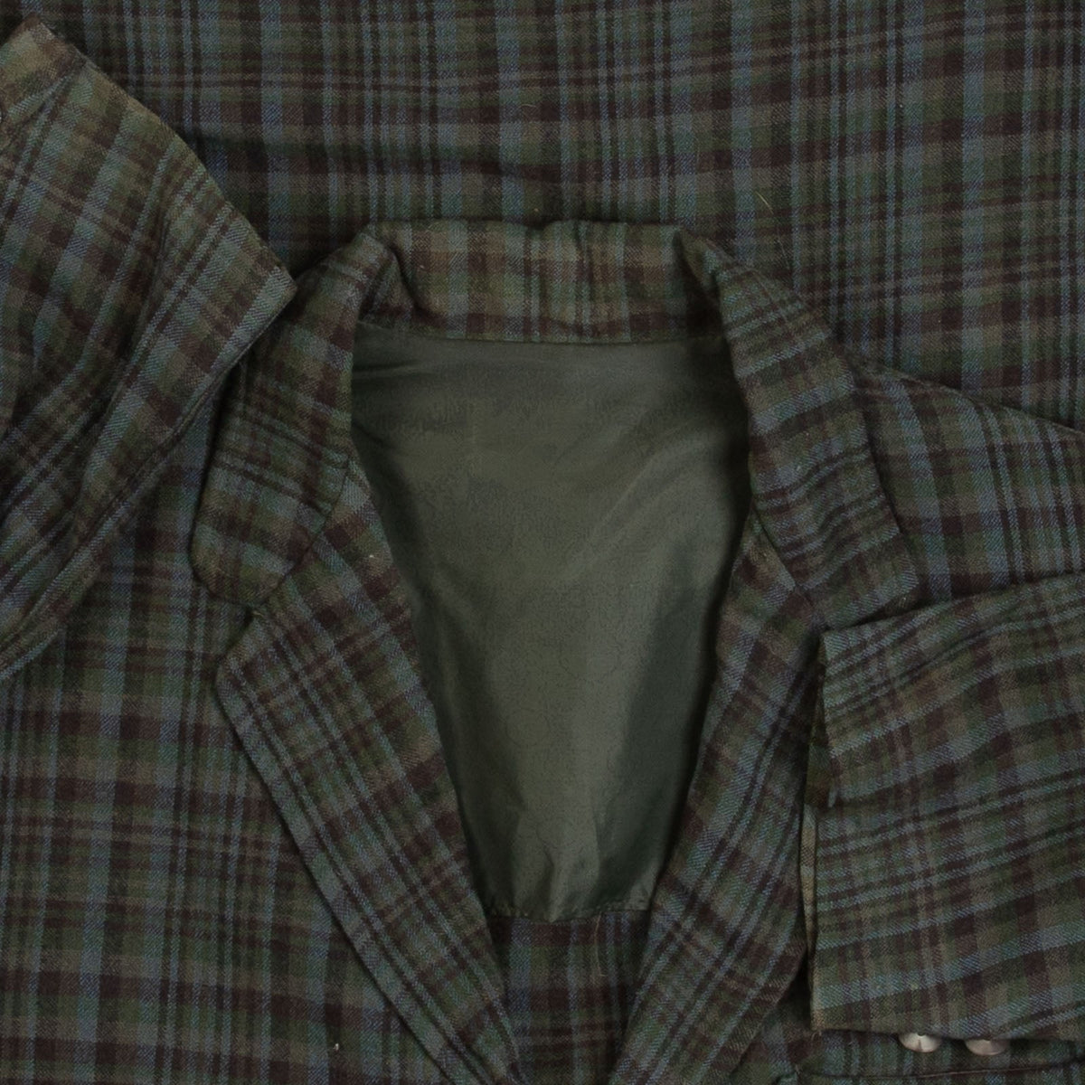 MEN'S VINTAGE 1980S WOOL CHECKED BLAZER JACKET - LARGE
