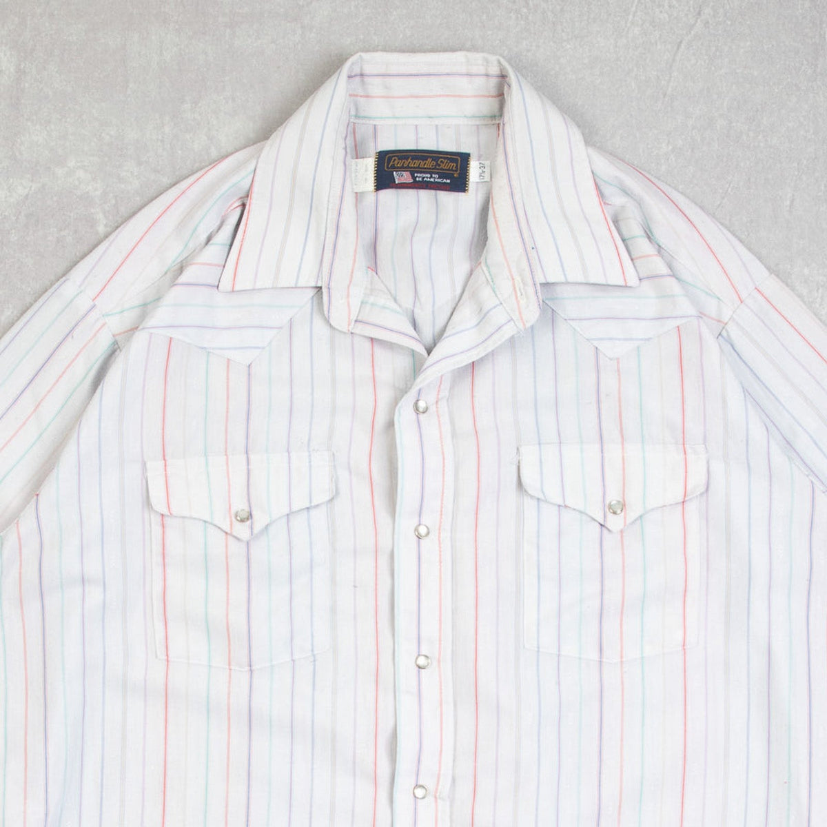 MEN'S VINTAGE 1980S STRIPED WESTERN SHIRT - LARGE