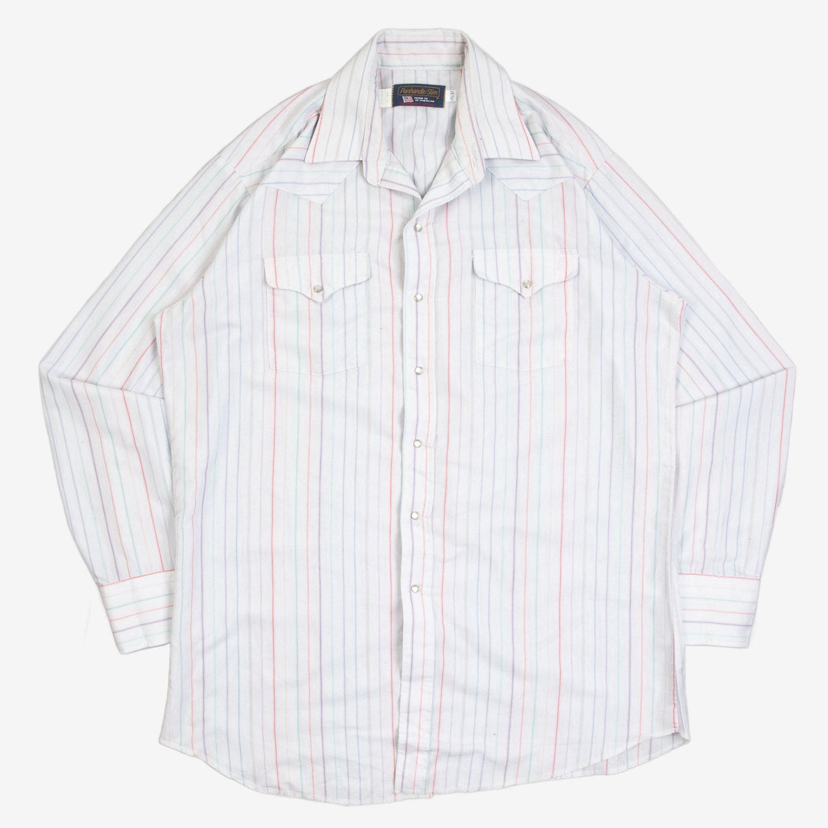 MEN'S VINTAGE 1980S STRIPED WESTERN SHIRT - LARGE