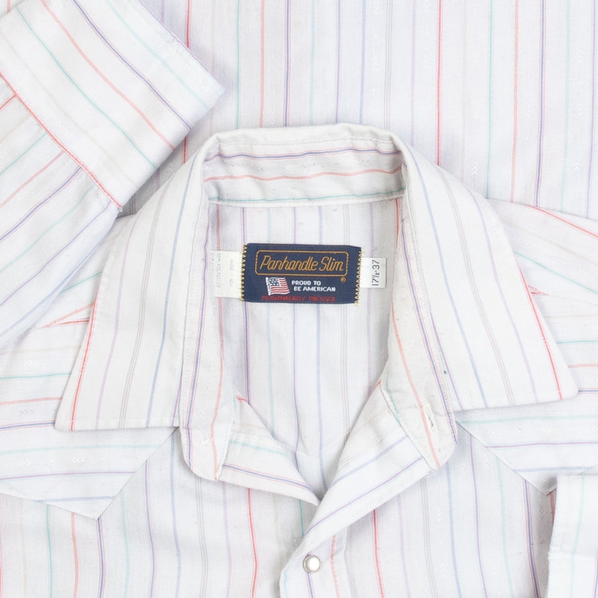 MEN'S VINTAGE 1980S STRIPED WESTERN SHIRT - LARGE