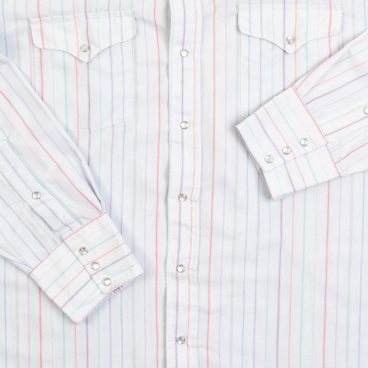 MEN'S VINTAGE 1980S STRIPED WESTERN SHIRT - LARGE