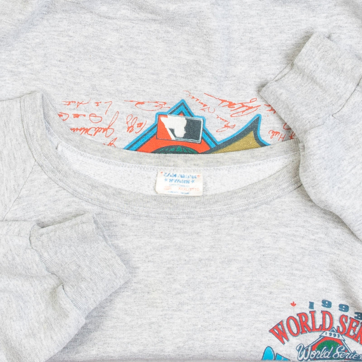 MEN'S VINTAGE 1993 BLUE JAYS WORLD SERIES RAGLAN SWEATSHIRT - XXX-LARGE