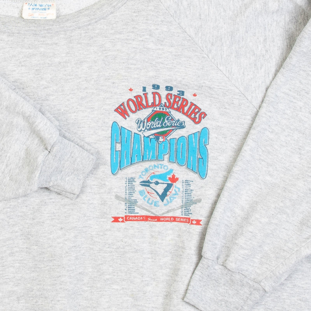 MEN'S VINTAGE 1993 BLUE JAYS WORLD SERIES RAGLAN SWEATSHIRT - XXX-LARGE