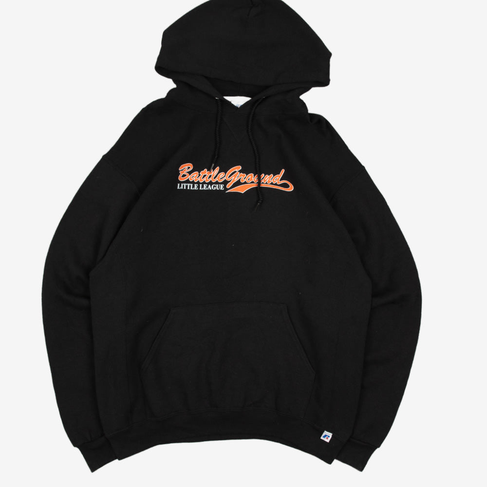 MEN'S VINTAGE RUSSELL ATHLETIC BATTLE GROUND LITTLE LEAGUE HOODED SWEATSHIRT - LARGE
