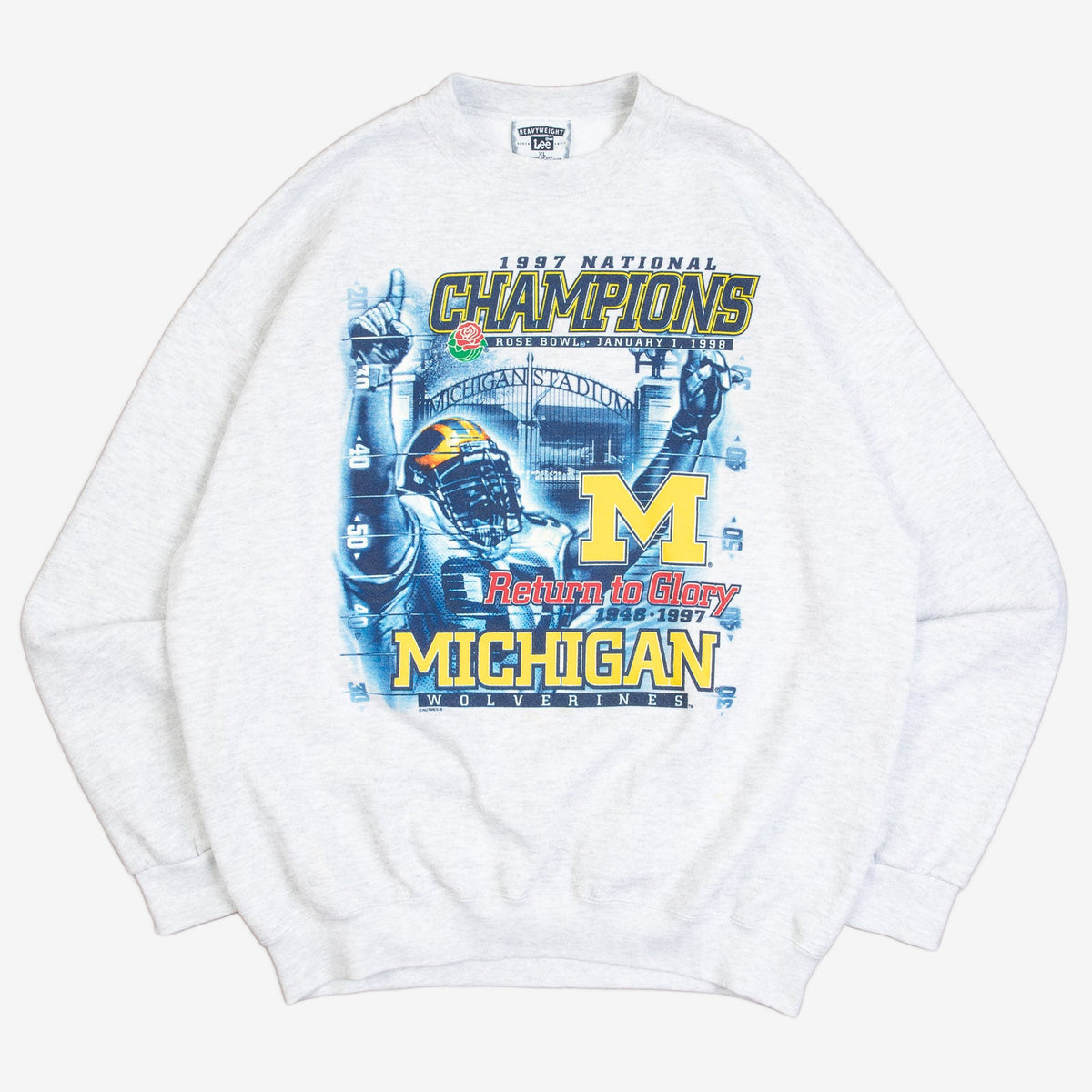 MEN'S VINTAGE 1997 LEE MICHIGAN WOLVERINES ROSE BOWL SWEATSHIRT - X-LARGE