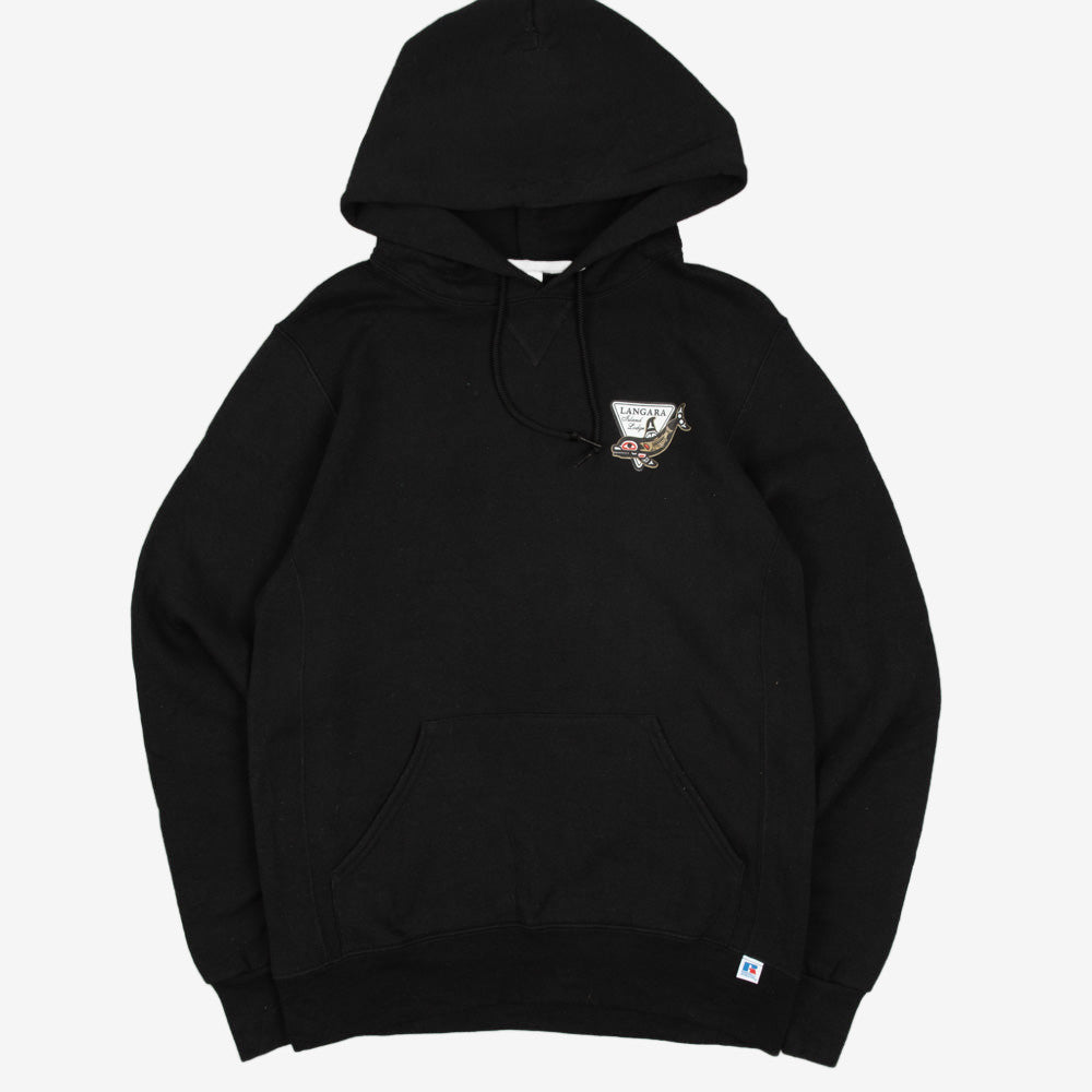 MEN'S VINTAGE RUSSELL ATHLETIC LANGRA ISLAND LODGE HOODED SWEATSHIRT - SMALL