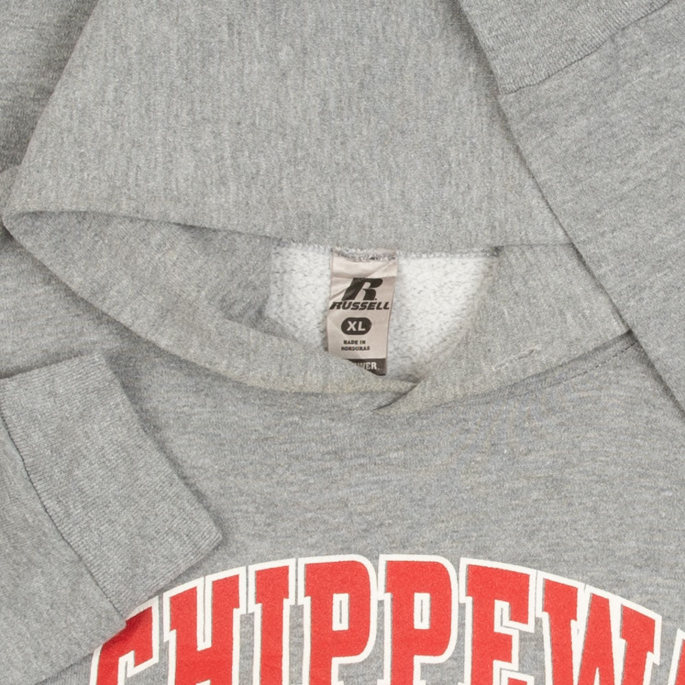 MEN'S VINTAGE RUSSELL ATHLETIC CHIPPEWA FOOTBALL HOODED SWEATSHIRT - X-LARGE