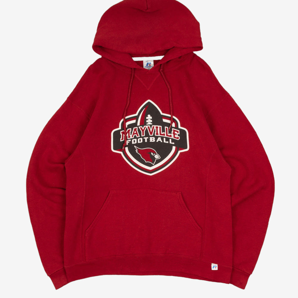 MEN'S VINTAGE RUSSELL ATHLETIC MAYVILLE FOOTBALL HOODED SWEATSHIRT - MEDIUM