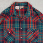 MEN'S VINTAGE 1990S CHECKED WESTERN SHIRT - LARGE