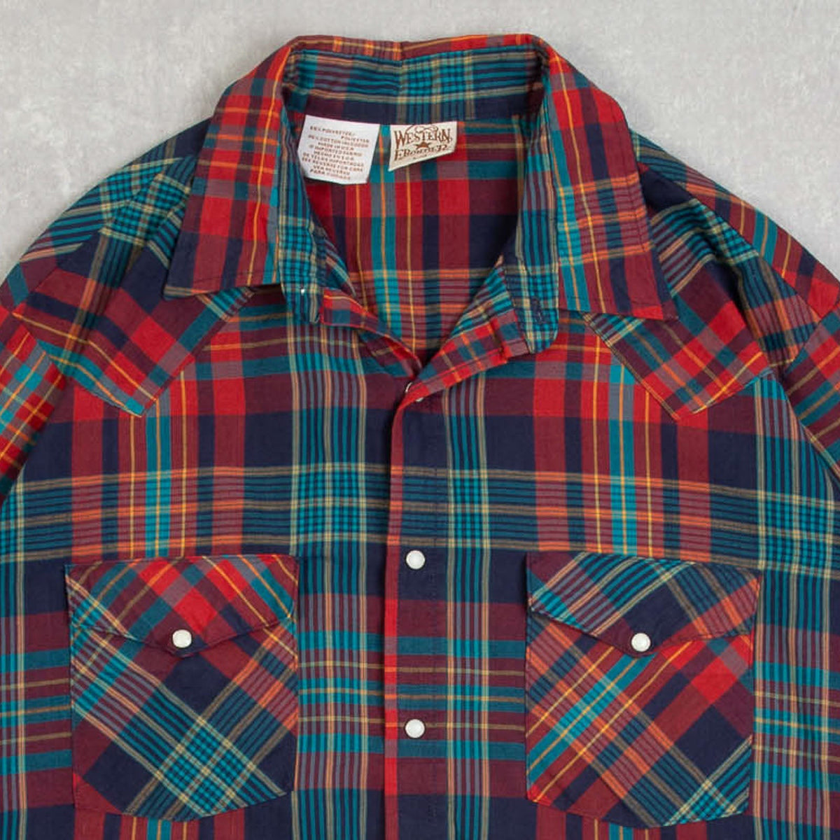 MEN'S VINTAGE 1990S CHECKED WESTERN SHIRT - LARGE