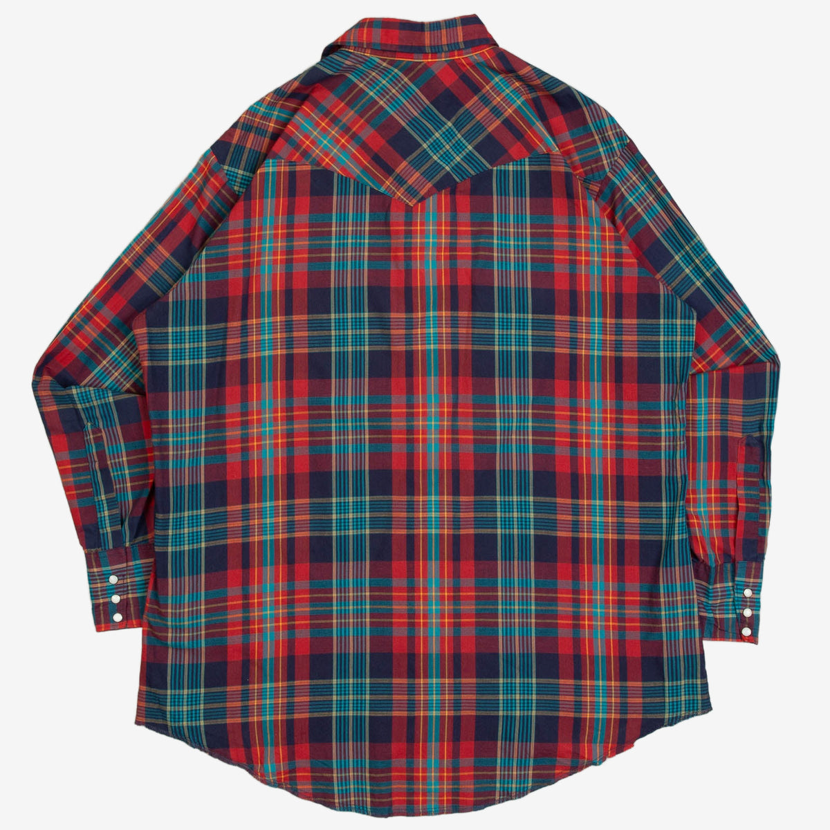 MEN'S VINTAGE 1990S CHECKED WESTERN SHIRT - LARGE